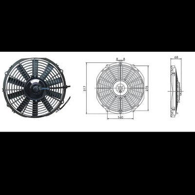 Ventilateur de refroidissement à lame droite de 12 pouces universel pour le radiateur des véhicules Mazda en plastique noir